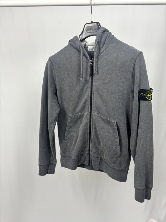 Stone Island Zip Up Hoodie (Dark Grey)