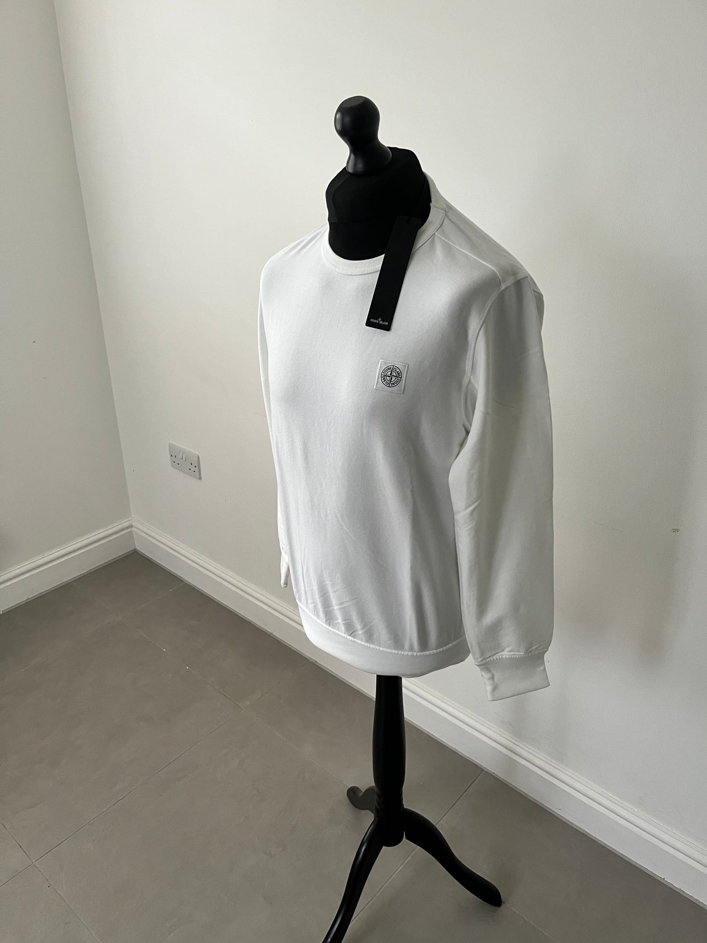 Stone Island Logo Patch Sweatshirt (White)