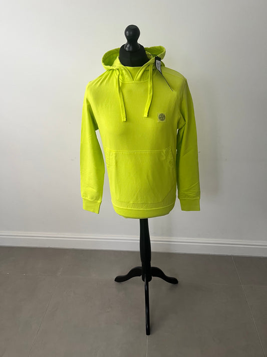 Stone Island Logo Patch Hoodie (Lime Green)