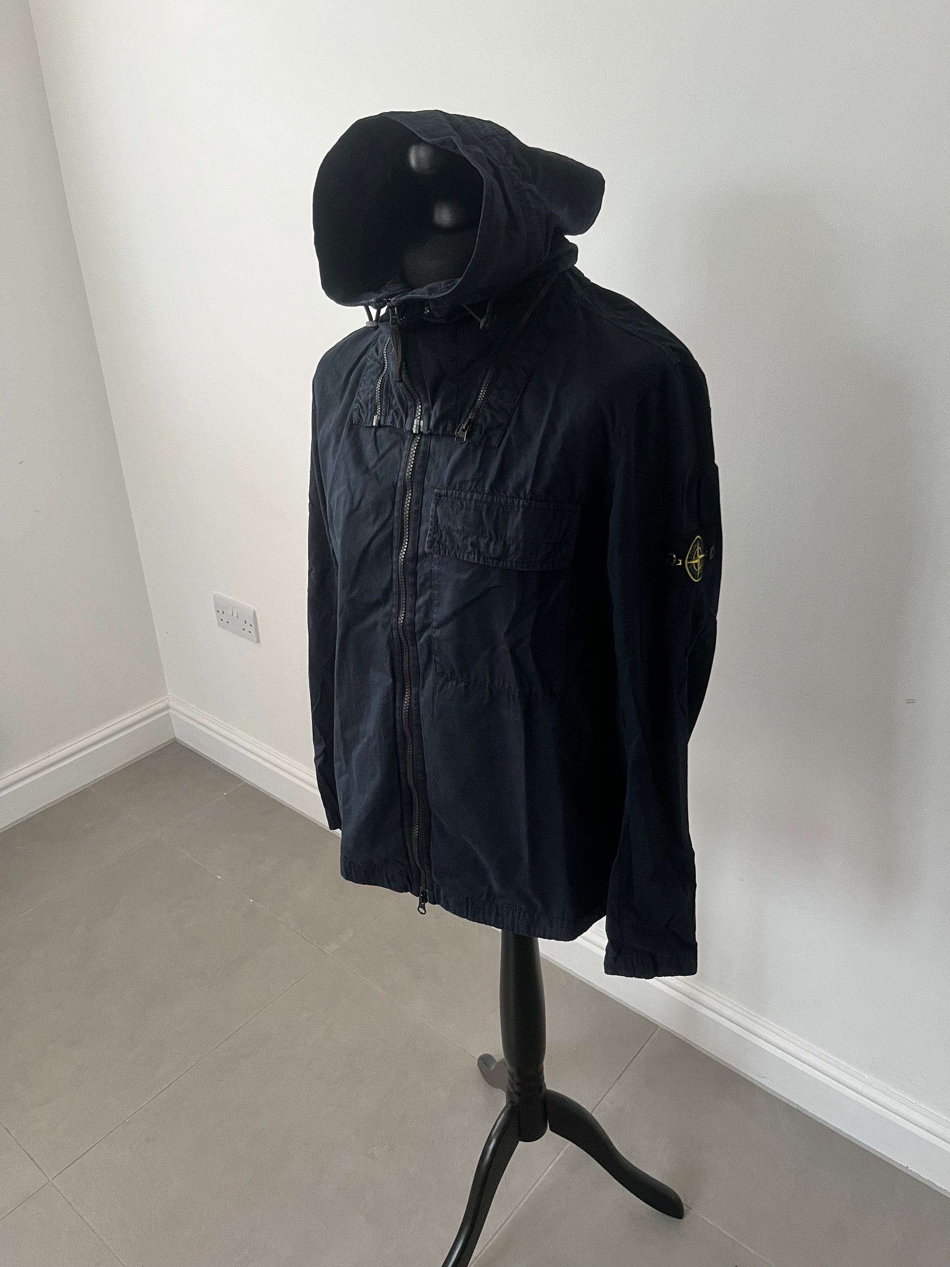 Stone island hooded overshirt black shop