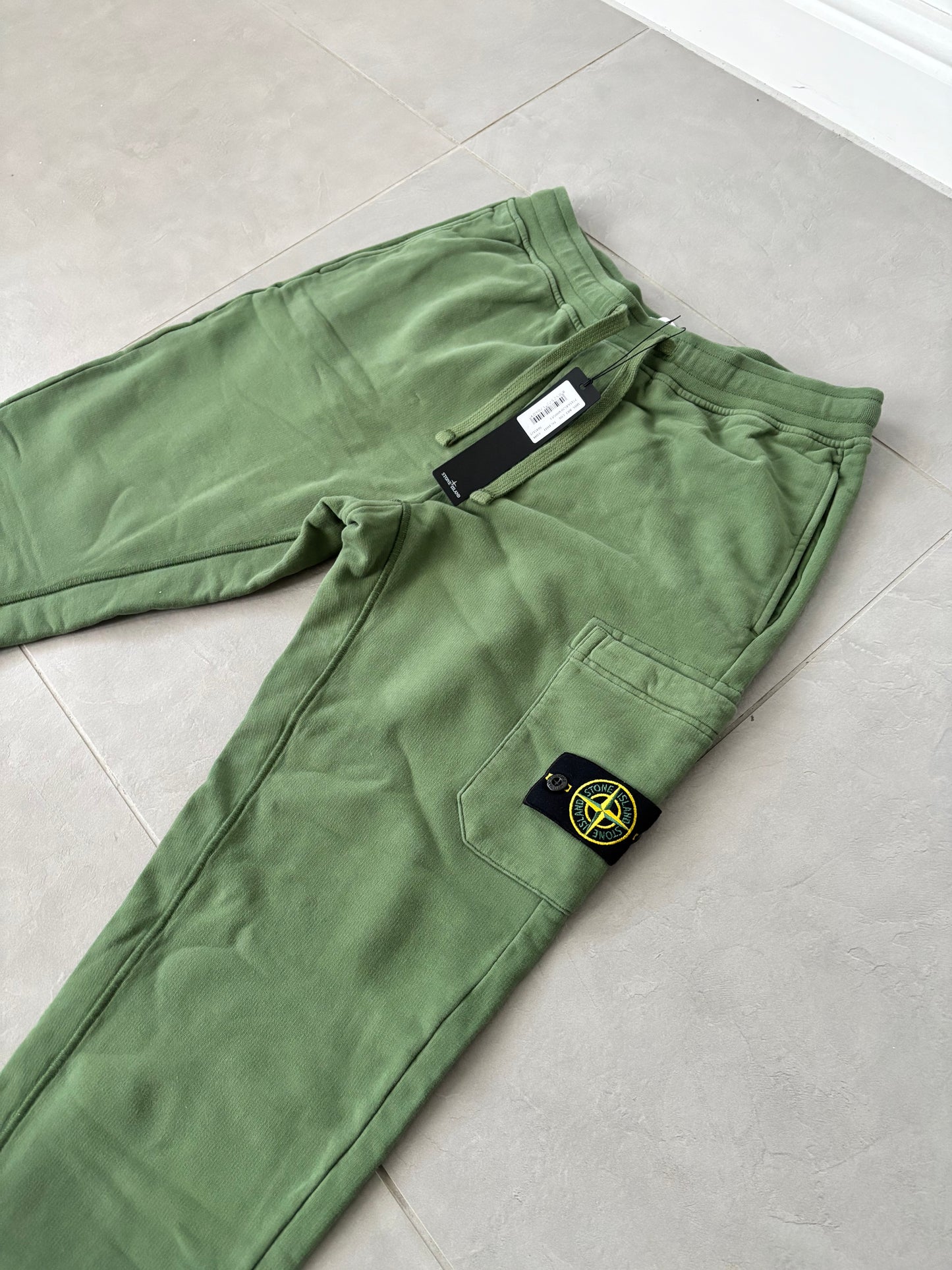 Stone Island Brushed Cotton Fleeced Bottoms (Olive)