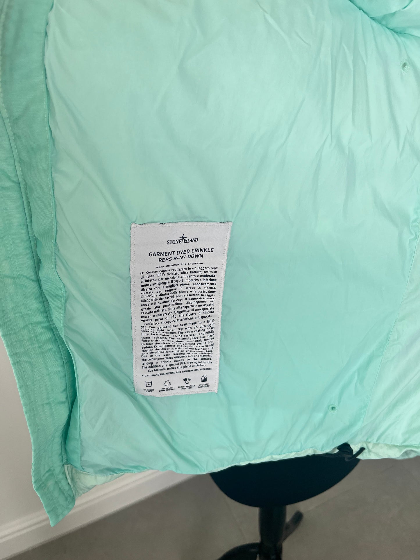 Stone Island Garment Dyed Crinkle Reps R-NY Down (Aqua)