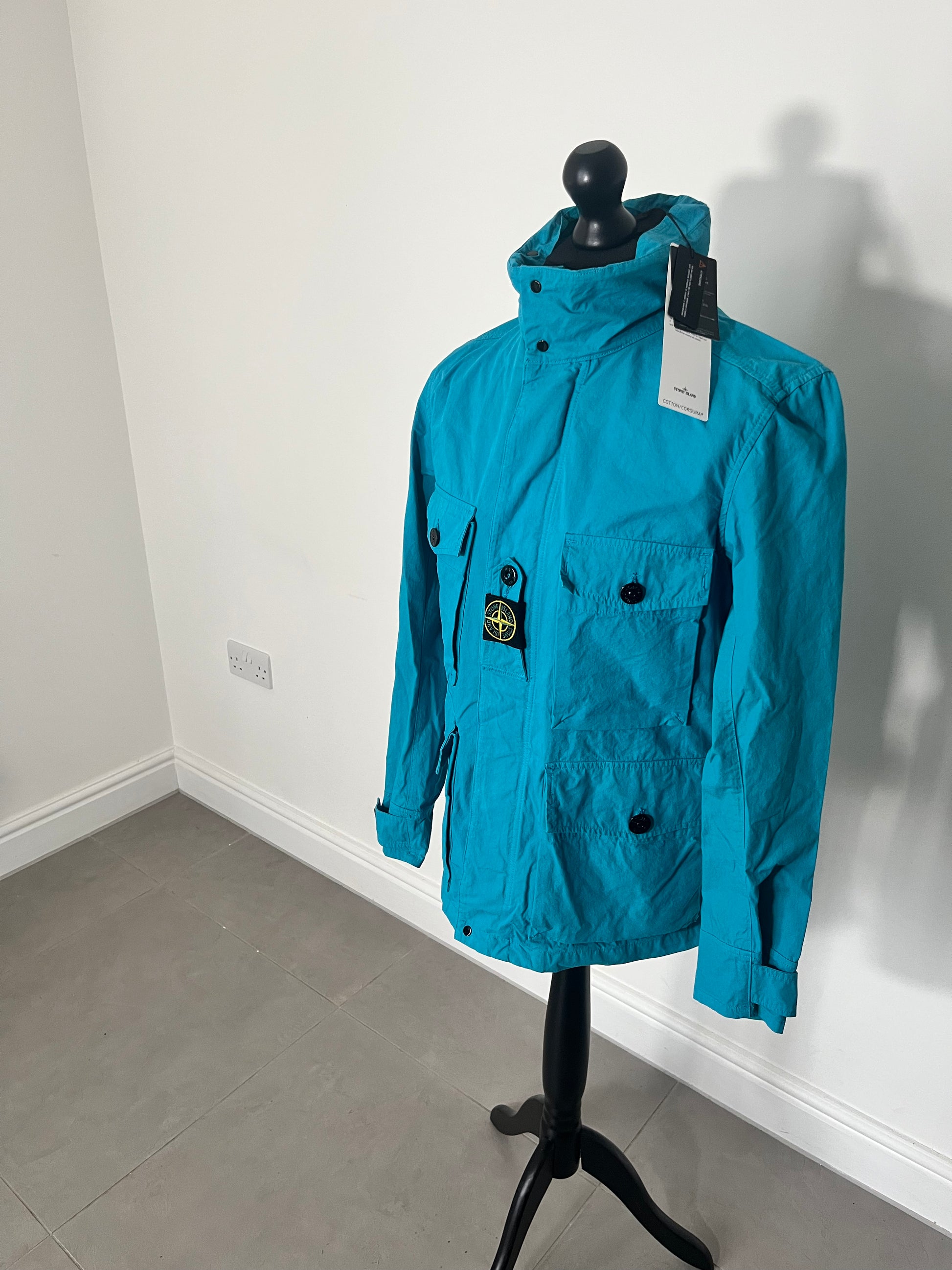 Stone Island Cotton Cordura Field Jacket Teal Blue CasualCentral