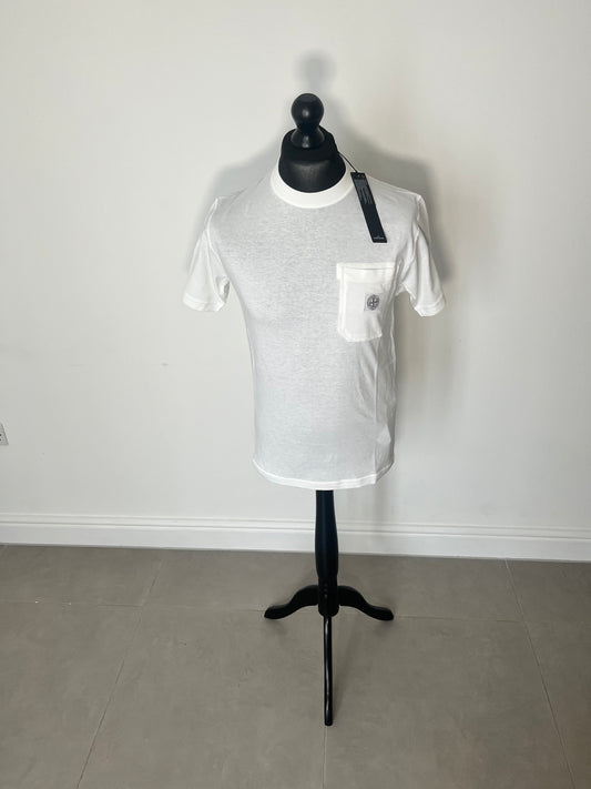 Stone Island Fissato Treatment T-Shirt W/Chest Pocket (White)