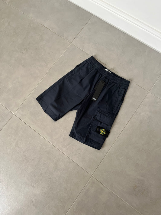 Stone Island Cargo Bermuda Shorts Light Stretch Cotton Canvas (Navy)