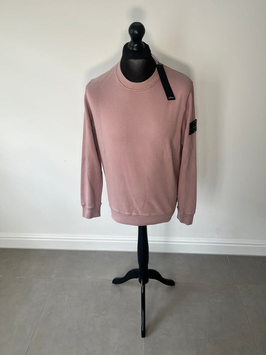 Stone Island Brushed Cotton Crewneck Sweatshirt (Rose Quartz)