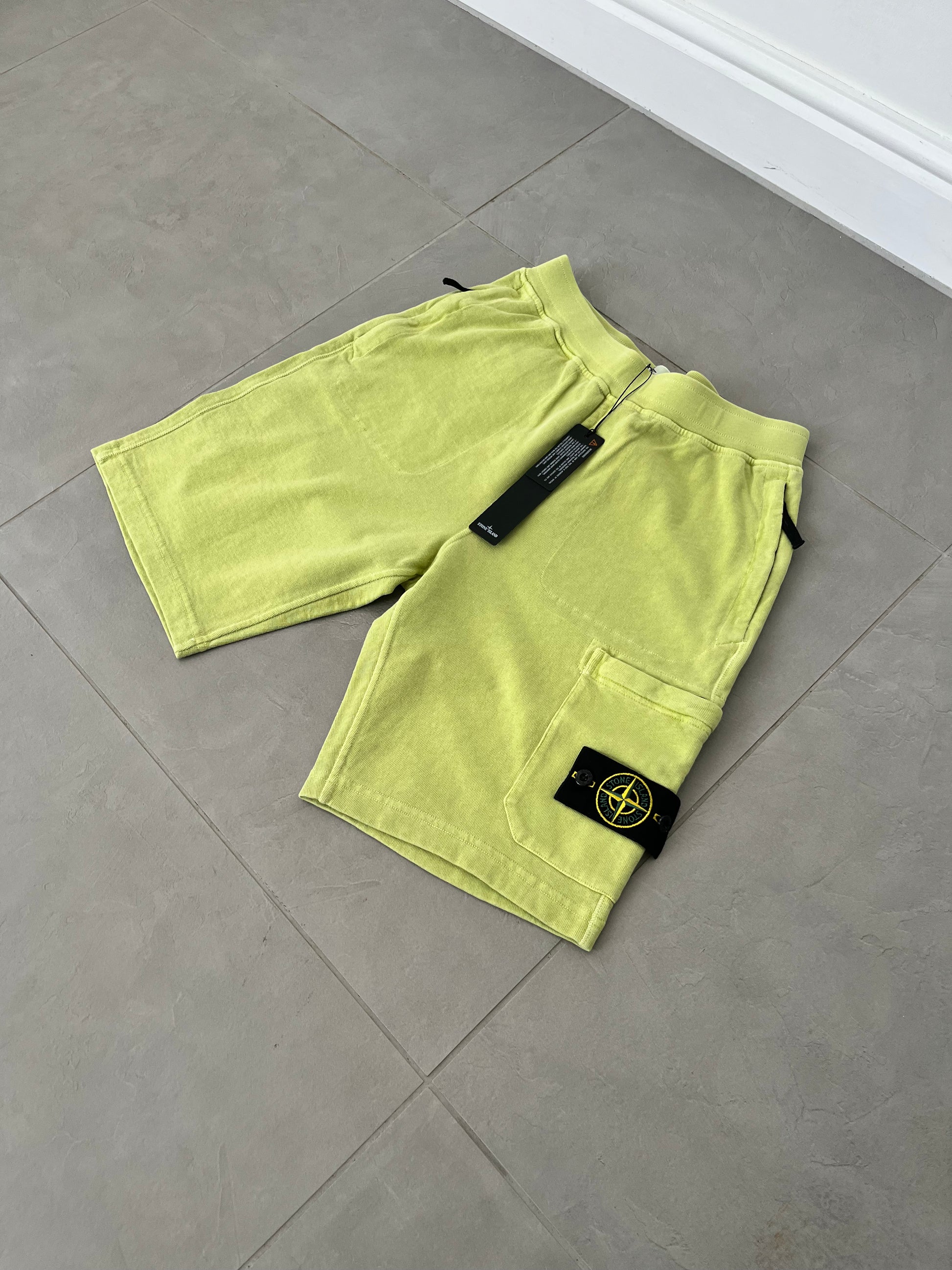 Stone Island Garment Dyed Old Effect Sweat Shorts Lemon CasualCentral