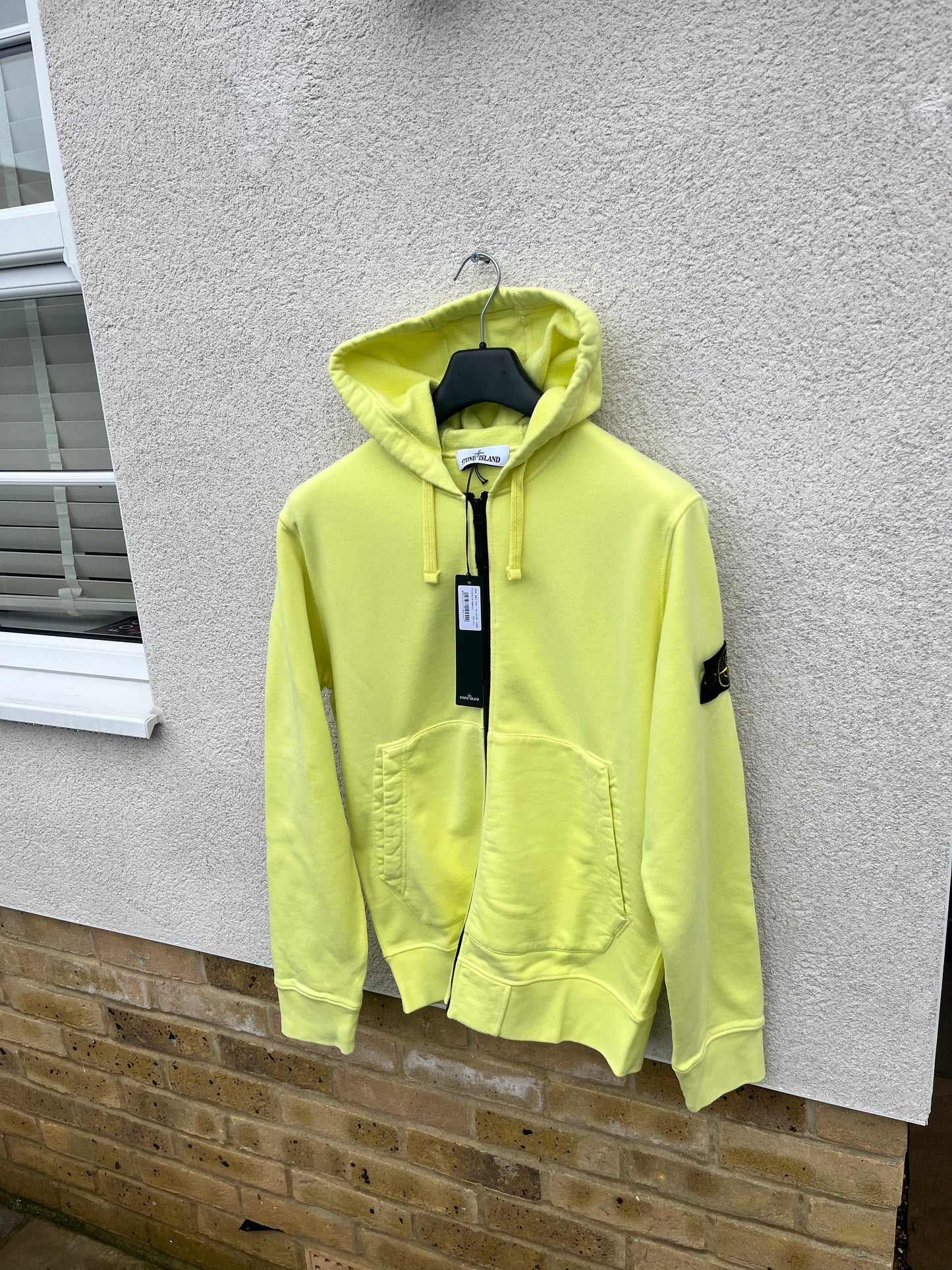 Stone Island Brushed Cotton Full Zip Hoodie (Yellow)