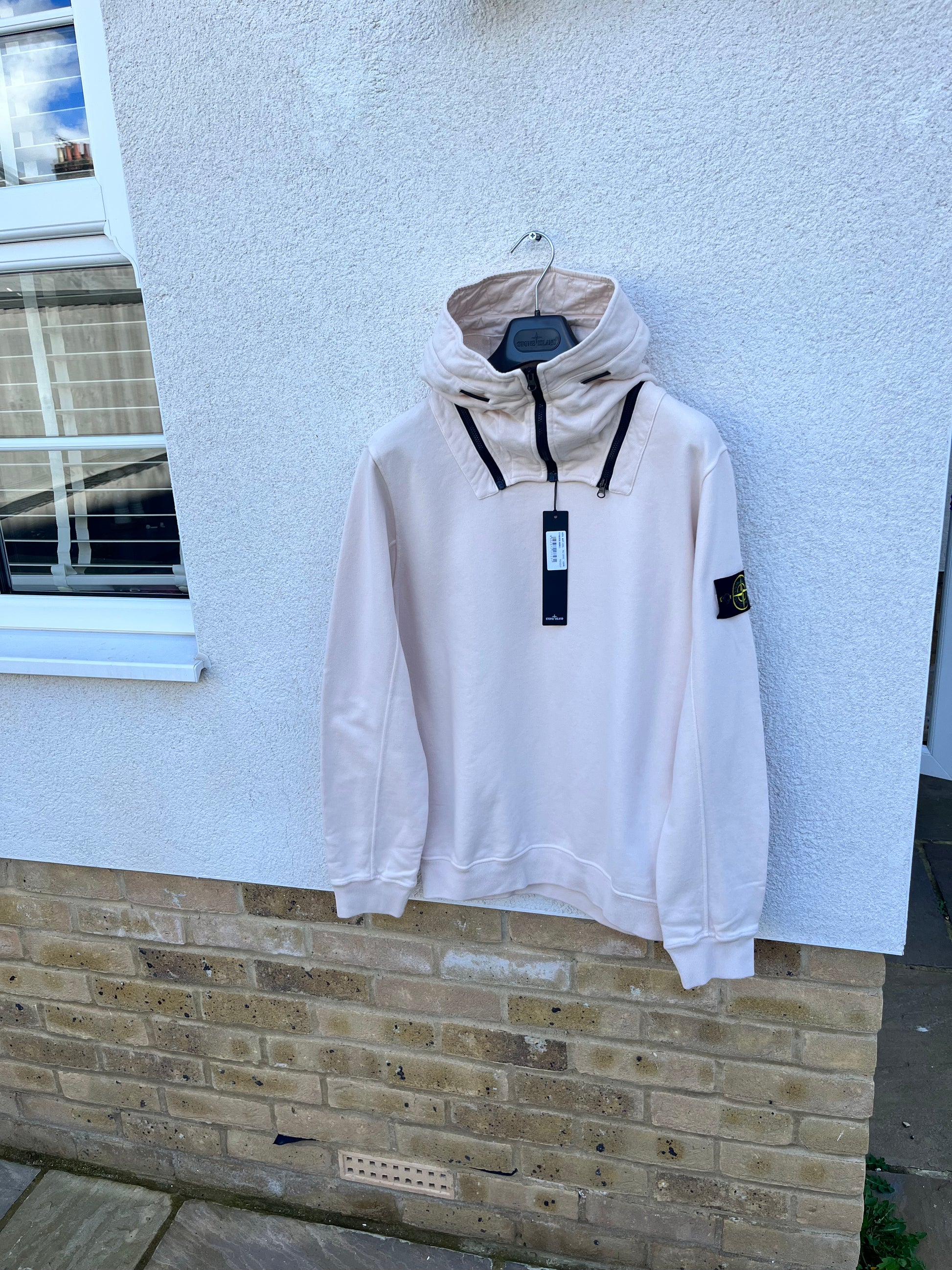 Stone Island Detachable Hooded Sweatshirt Rose Quarts