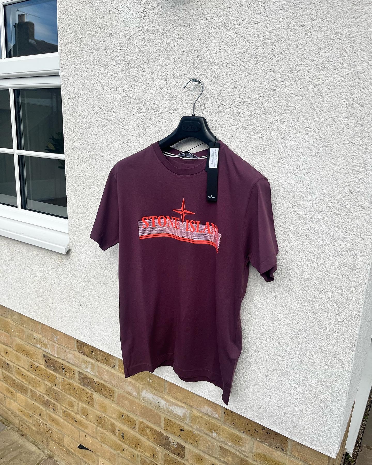 Stone Island Tricromia Print Tee (Burgundy)