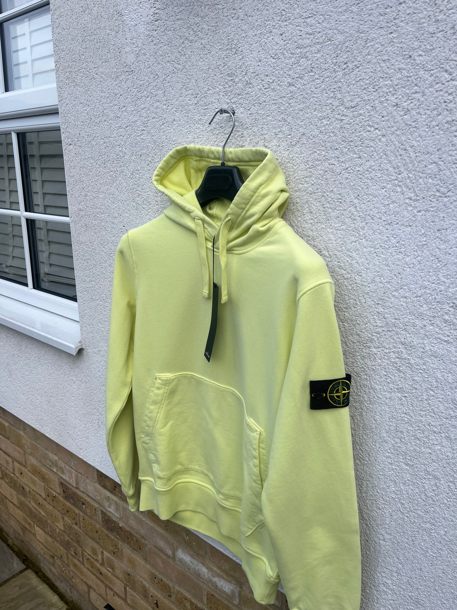Stone Island Brushed Cotton Popover Hoodie Lemon CasualCentral