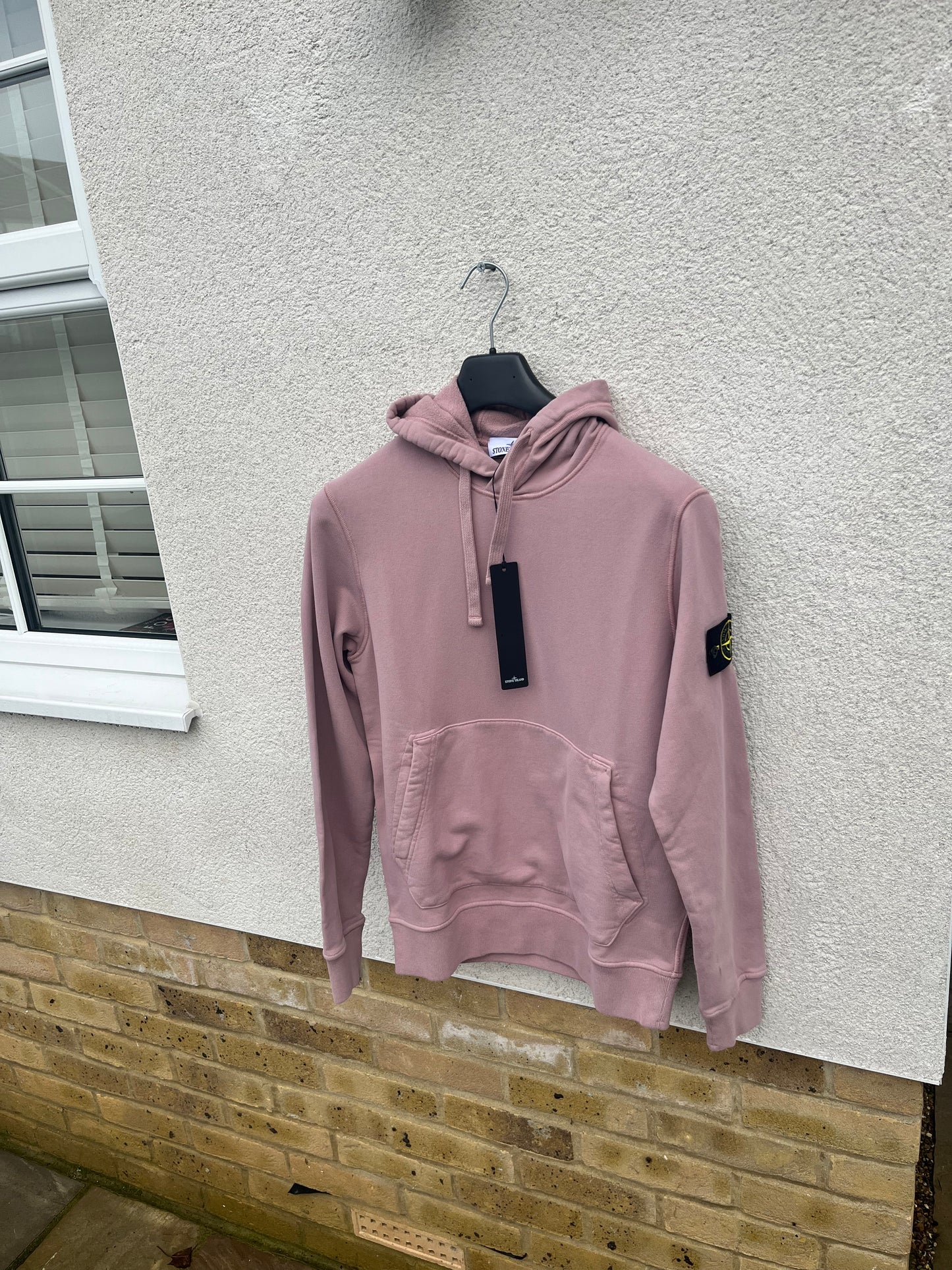 Stone Island Brushed Cotton Popover Hoodie (Rose)